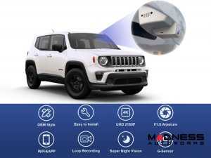 Jeep Renegade Integrated Dash Camera System - Front + Rear Dual Cameras - Black